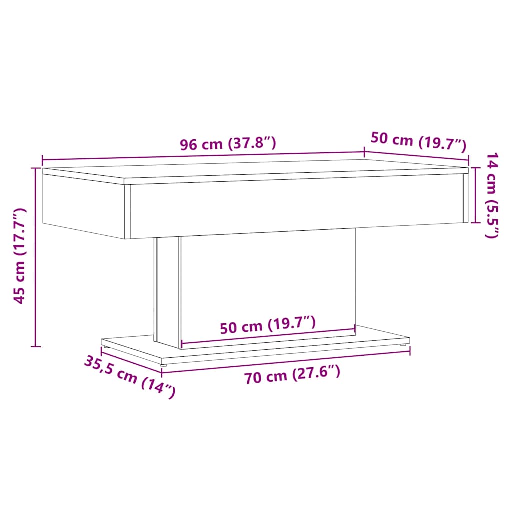 sofabord gammelt træ 96x50x45 cm konstrueret træ