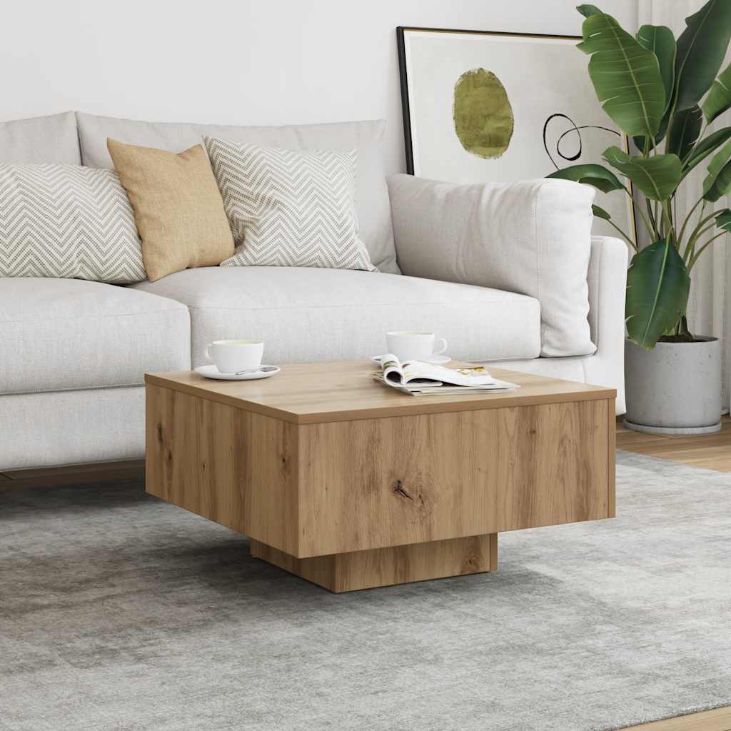 sofabord 60x60x31,5 cm konstrueret træ egetræsfarve