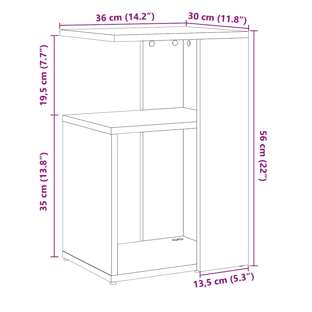 sidebord 36x30x56 cm konstrueret træ kunsteg