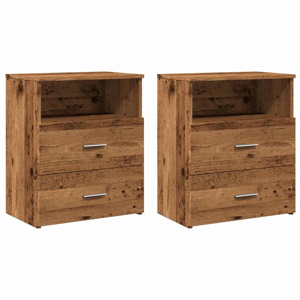 sengeborde 2 stk. 50x32x60 cm konstrueret træ gammelt trælook