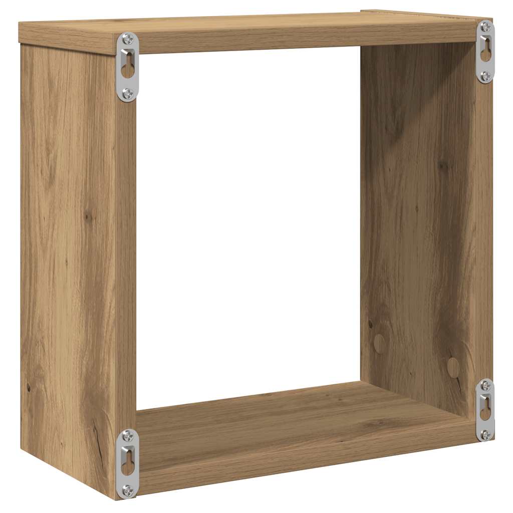 væghylder 6 stk. 30x15x30 cm kubeformet konstrueret træ kunsteg