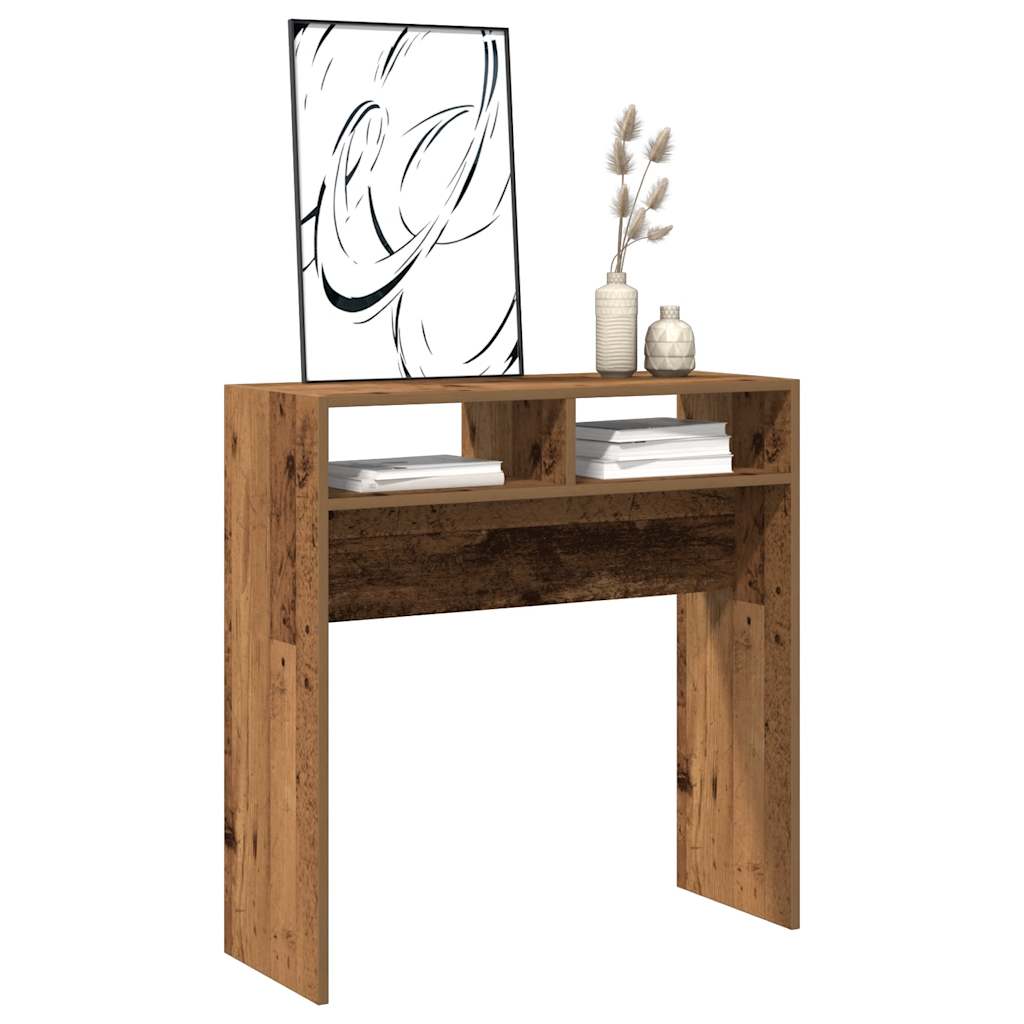 konsolbord 78x30x80 cm konstrueret træ antikt træ