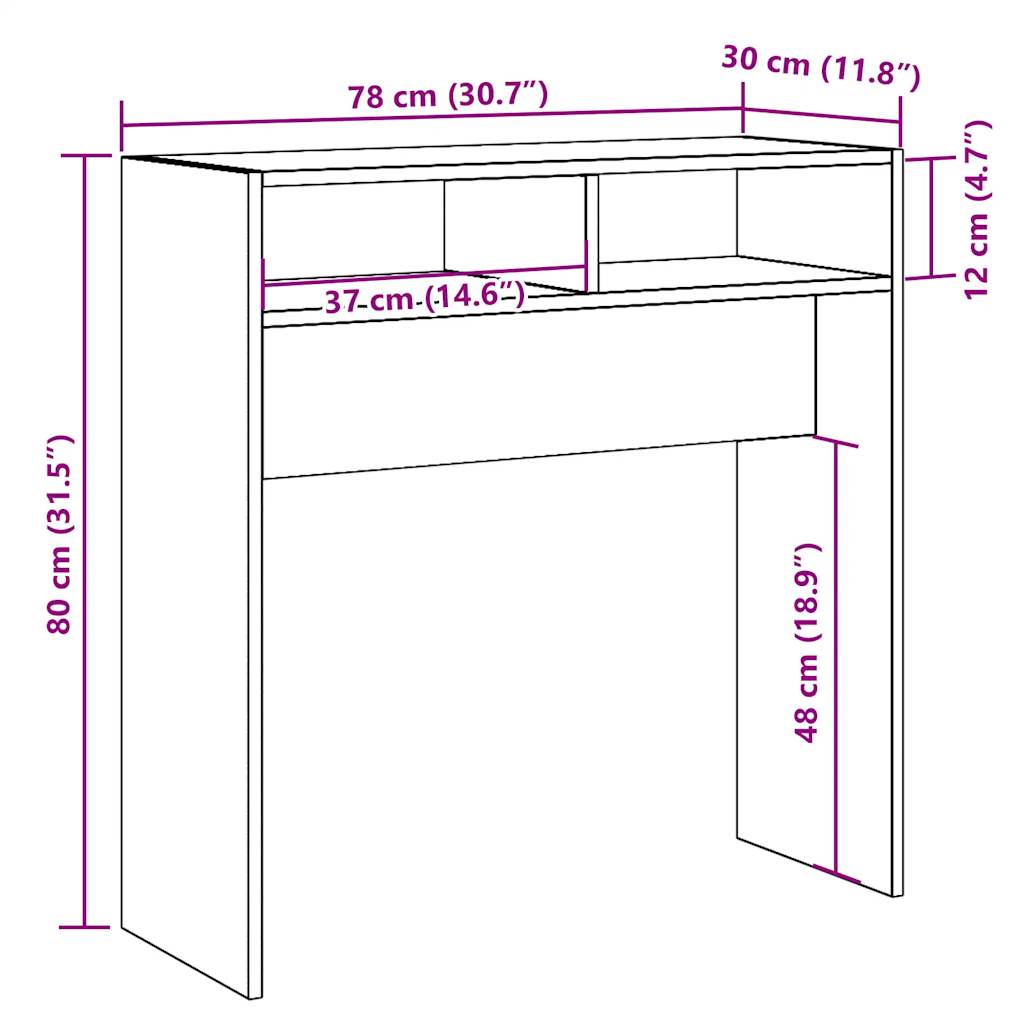 konsolbord 78x30x80 cm konstrueret træ antikt træ