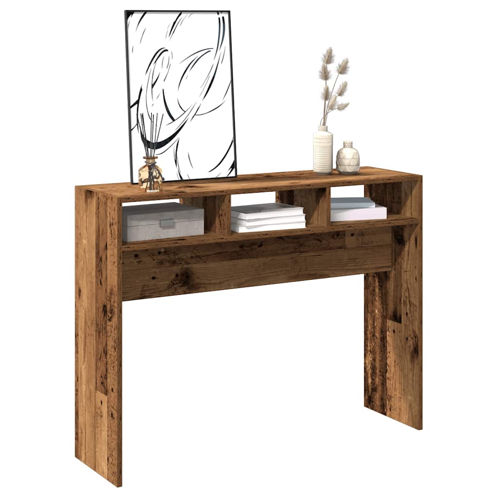 konsolbord 105x30x80 cm konstrueret træ antikt træ
