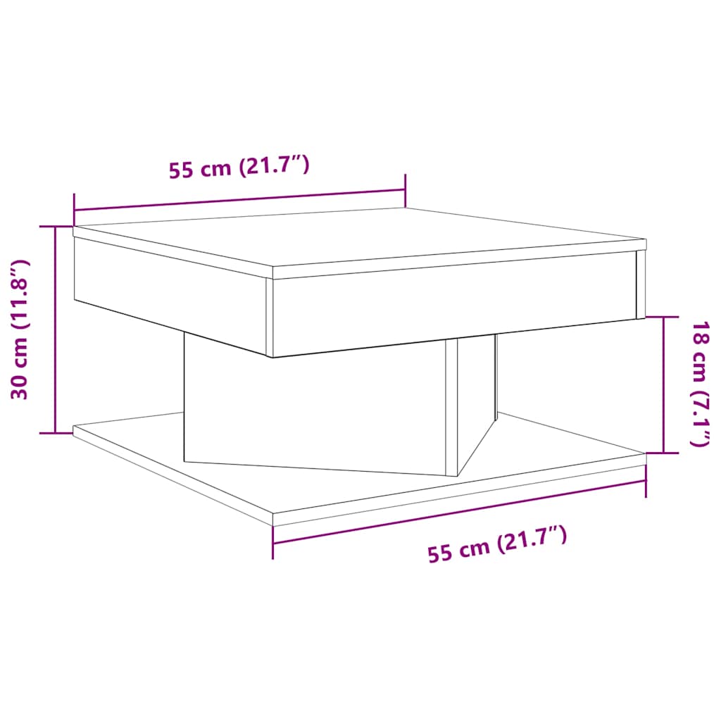 sofabord 55x55x30 cm konstrueret træ antikt træ