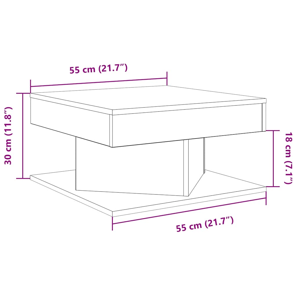 sofabord 55x55x30 cm konstrueret træ kunsteg