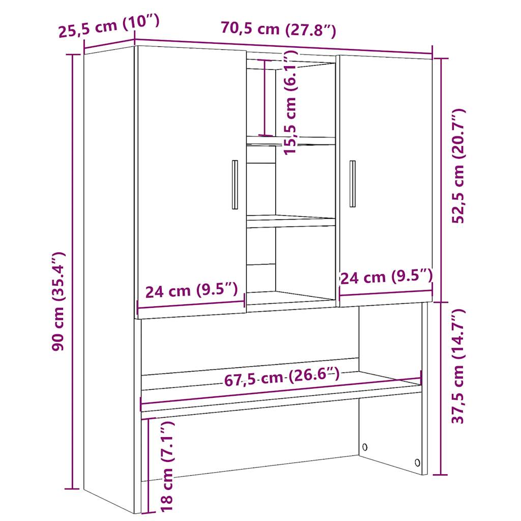 badeværelsesskab 70,5x25,5x90 cm antikt træ