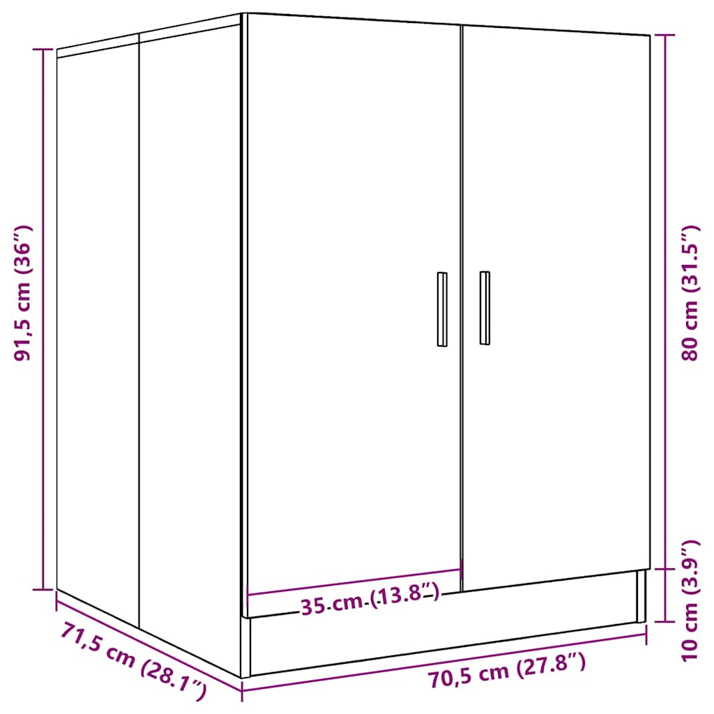 vaskemaskineskab 70,5x71,5x91,5 cm kunsteg