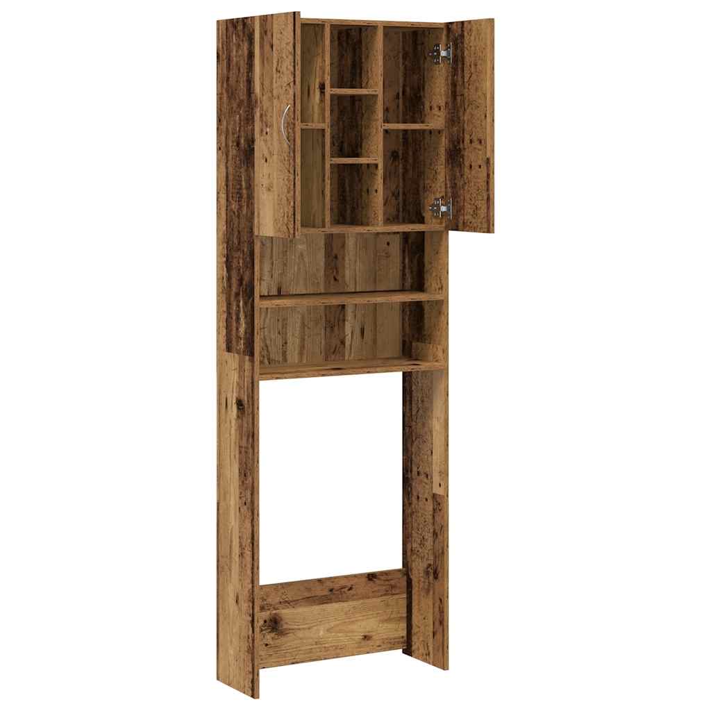vaskemaskineskab 64x25,5x190 cm antikt træ