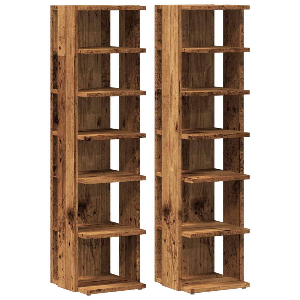skoskabe 2 stk. 28x27x102 cm konstrueret træ gammelt træ-look