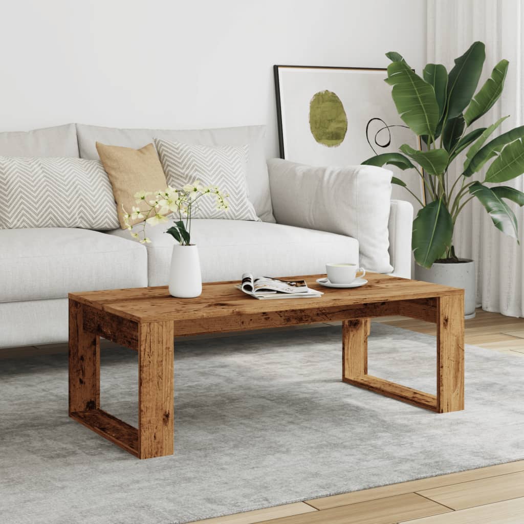 sofabord 102x50x35 cm konstrueret træ antikt træ