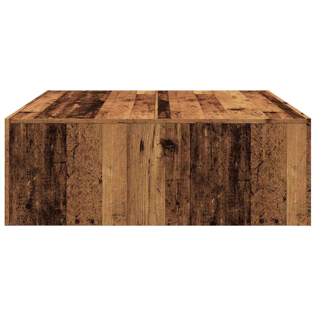 sofabord 100x100x35 cm konstrueret træ antikt eg