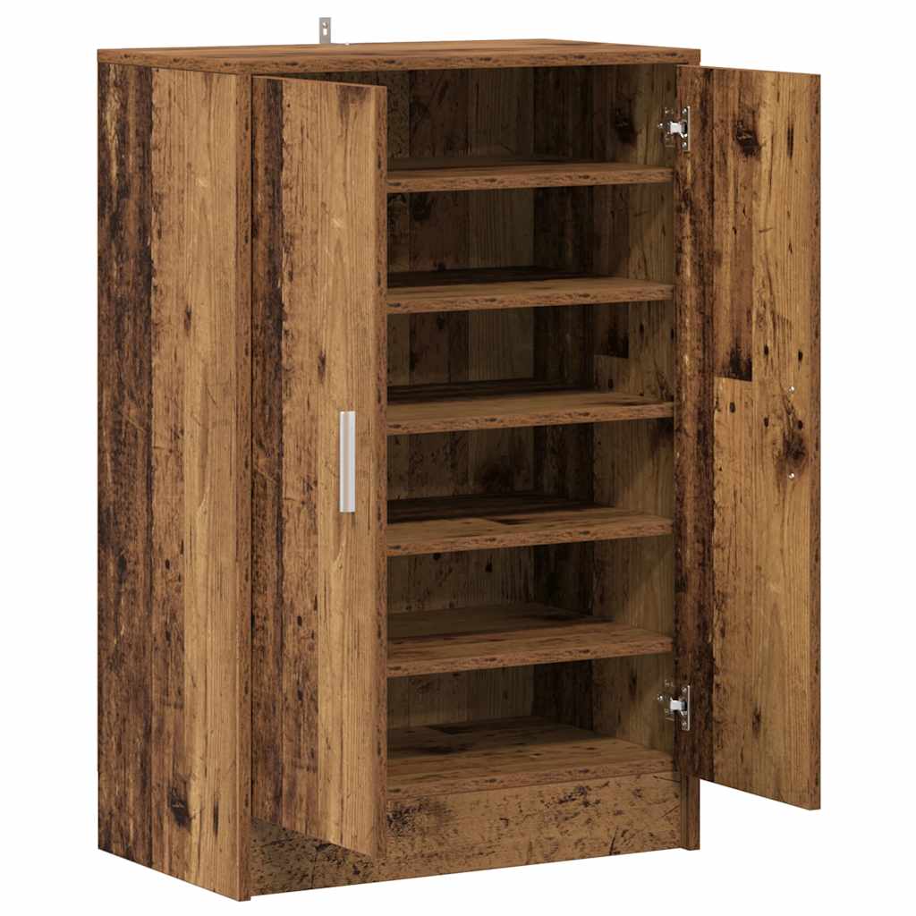 skoskab 60x35x92 cm konstrueret træ antikt eg