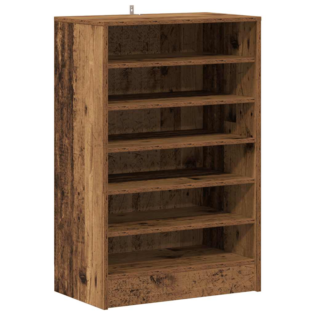 skoskab 60x35x92 cm konstrueret træ antikt eg