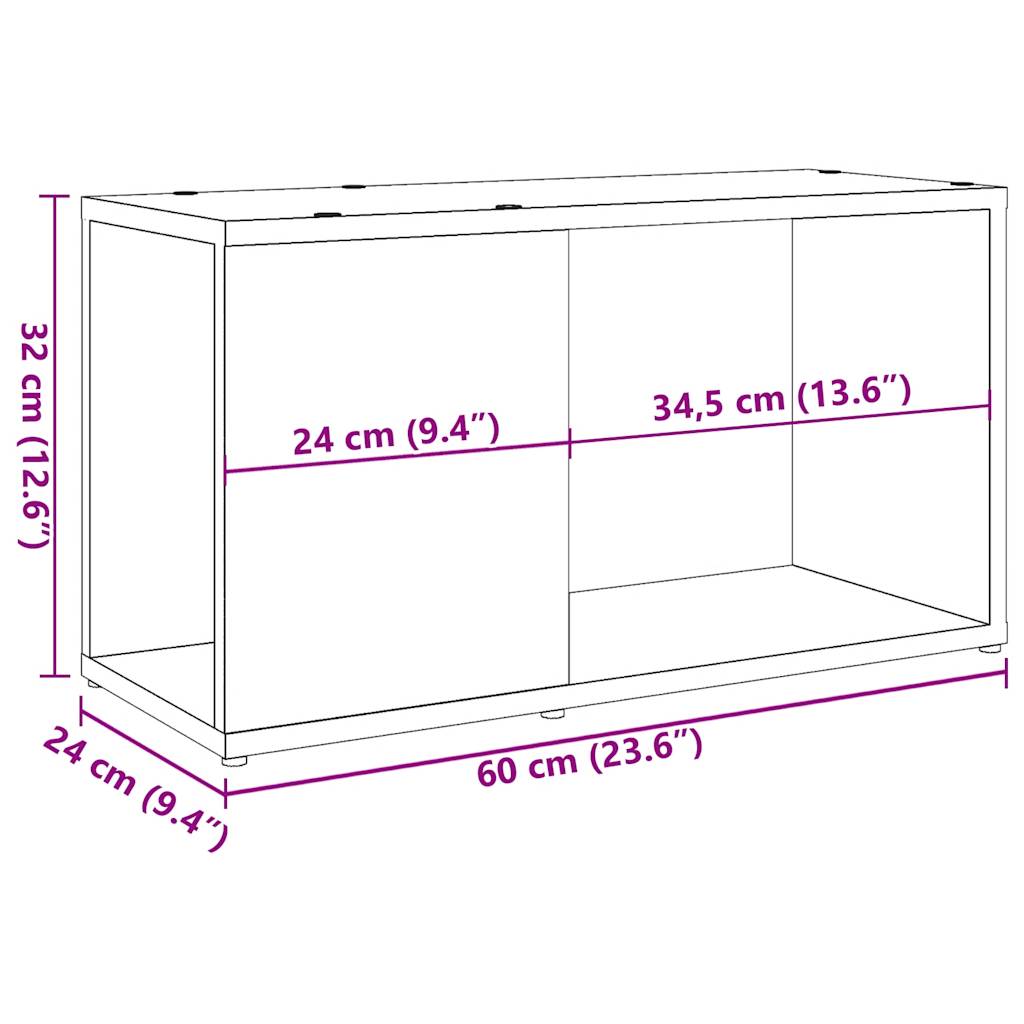tv-bord 60x24x32 cm konstrueret træ antikt træ
