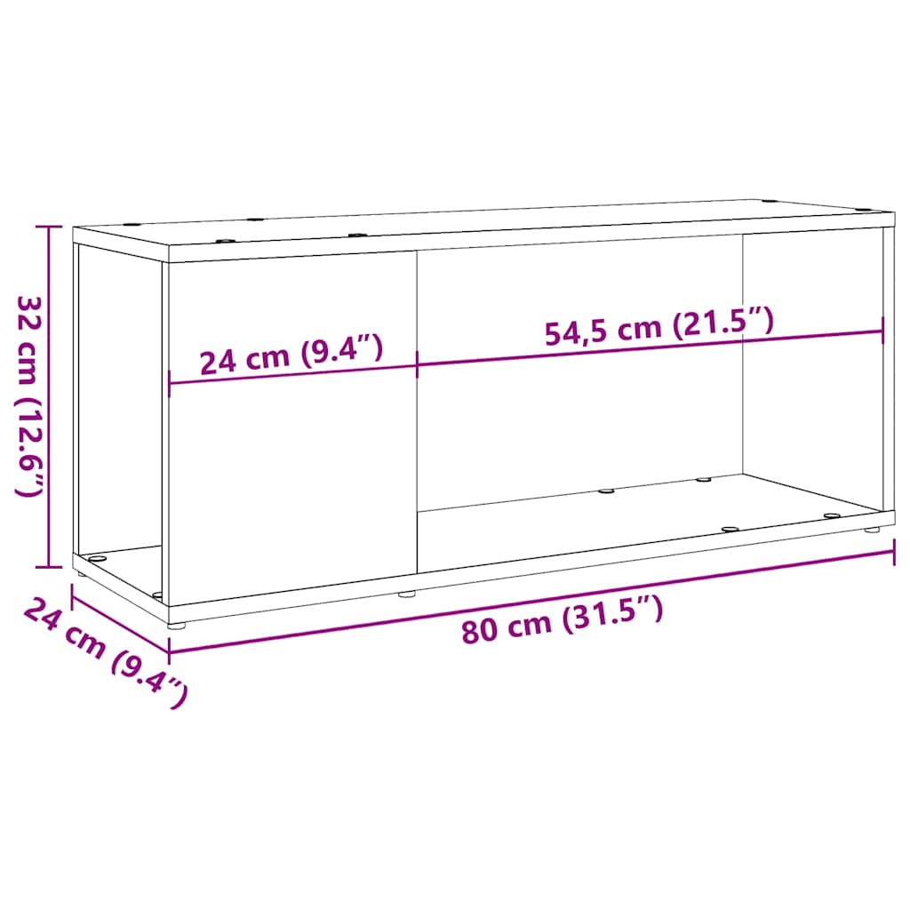 tv-bord 80x24x32 cm konstrueret træ antikt træ