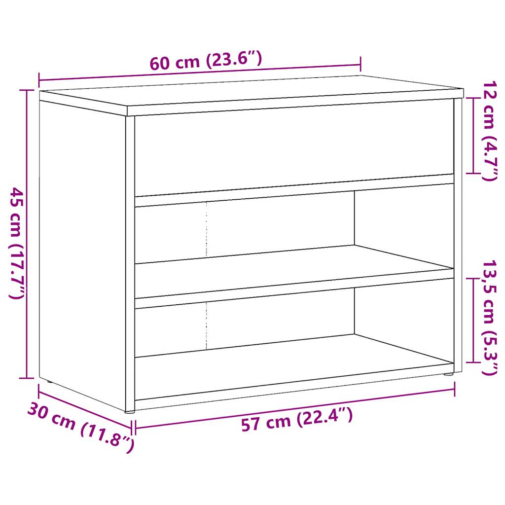 skoreol 60x30x45 cm konstrueret træ antikt træ