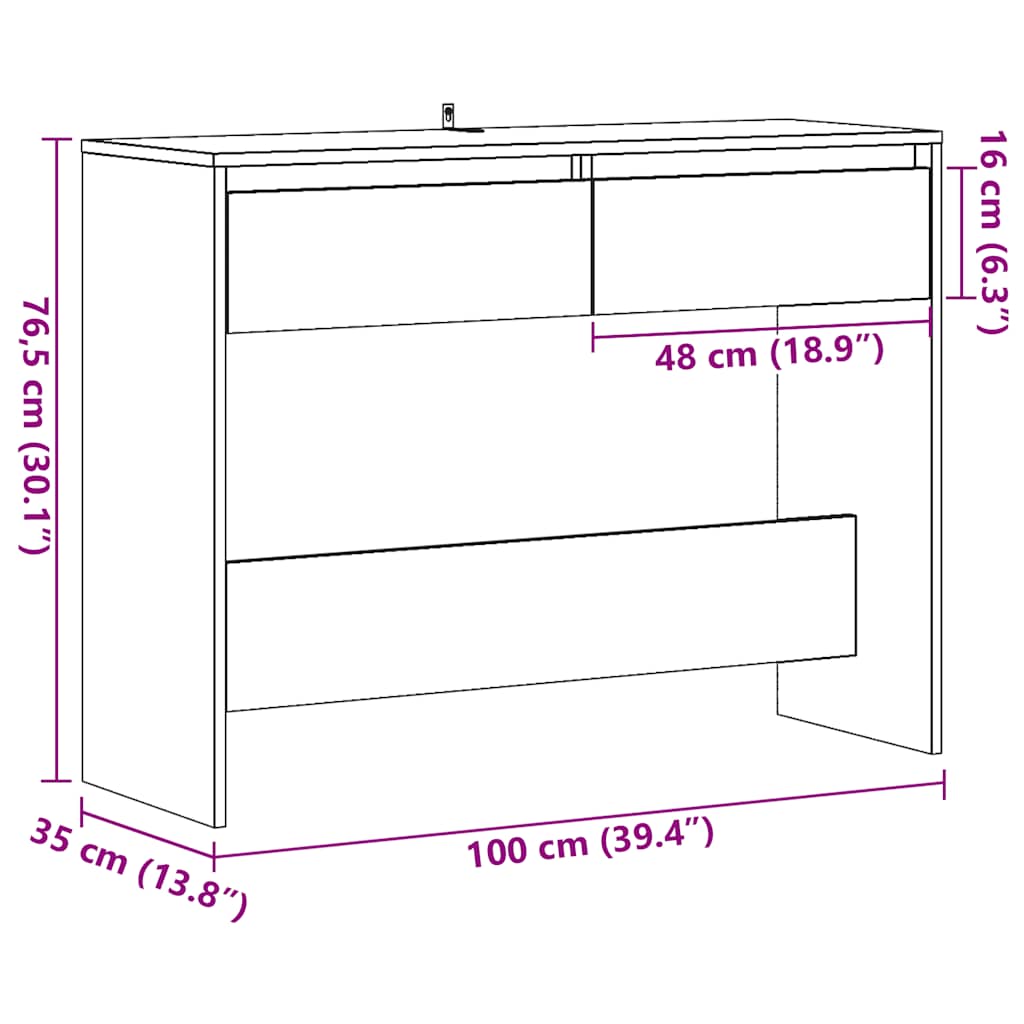 konsolbord 100x35x76,5 cm konstrueret træ antikt træ