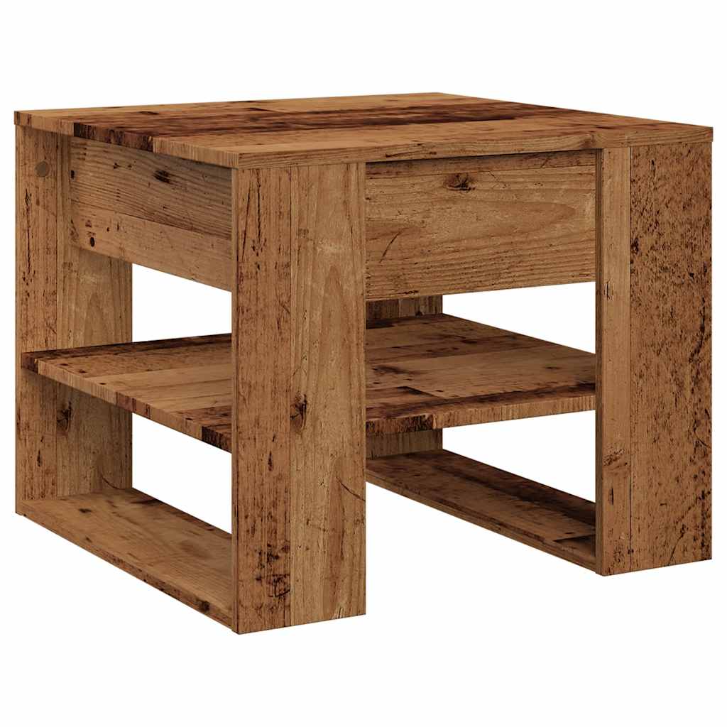 sofabord 55,5x55x45 cm konstrueret træ antikt træ