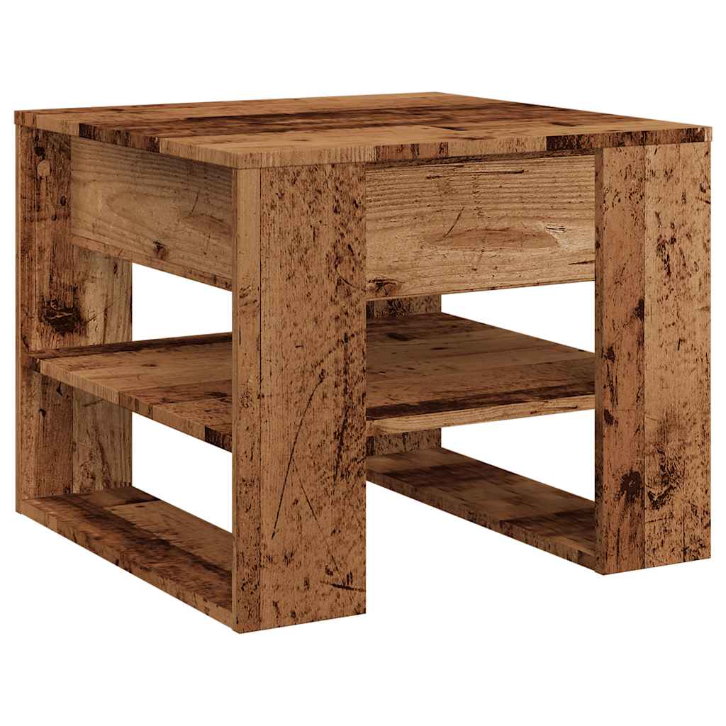 sofabord 55,5x55x45 cm konstrueret træ antikt træ