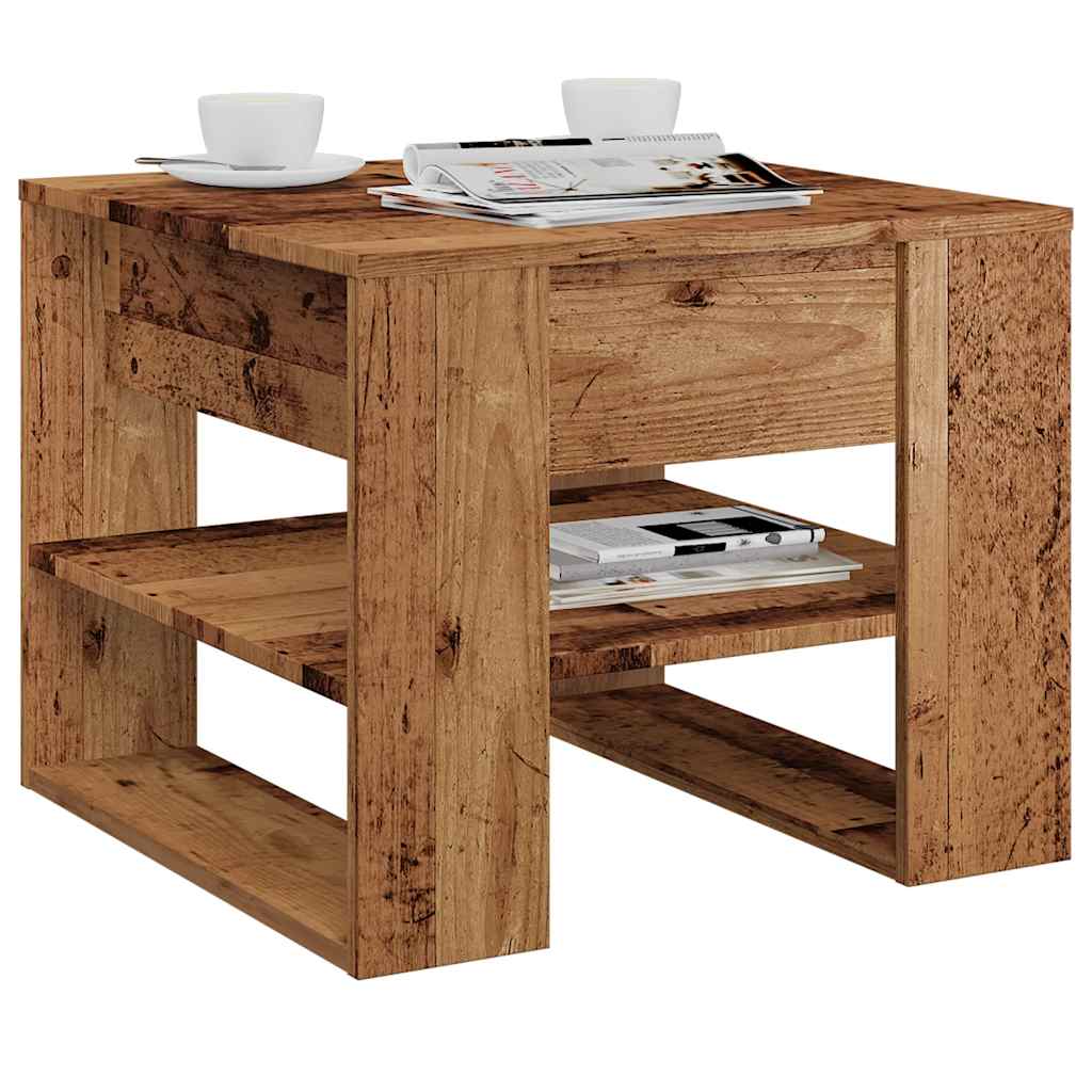 sofabord 55,5x55x45 cm konstrueret træ antikt træ