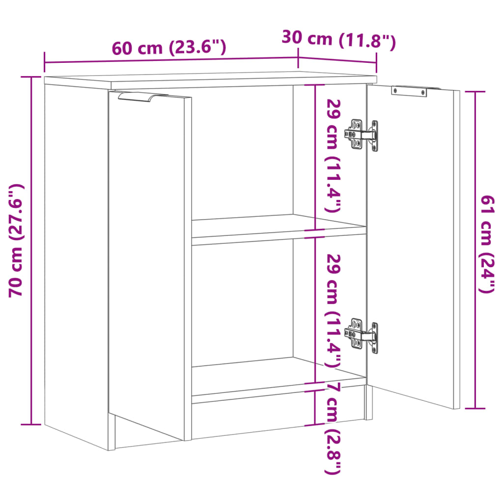 skænk 60x30x70 cm konstrueret træ antikt trælook