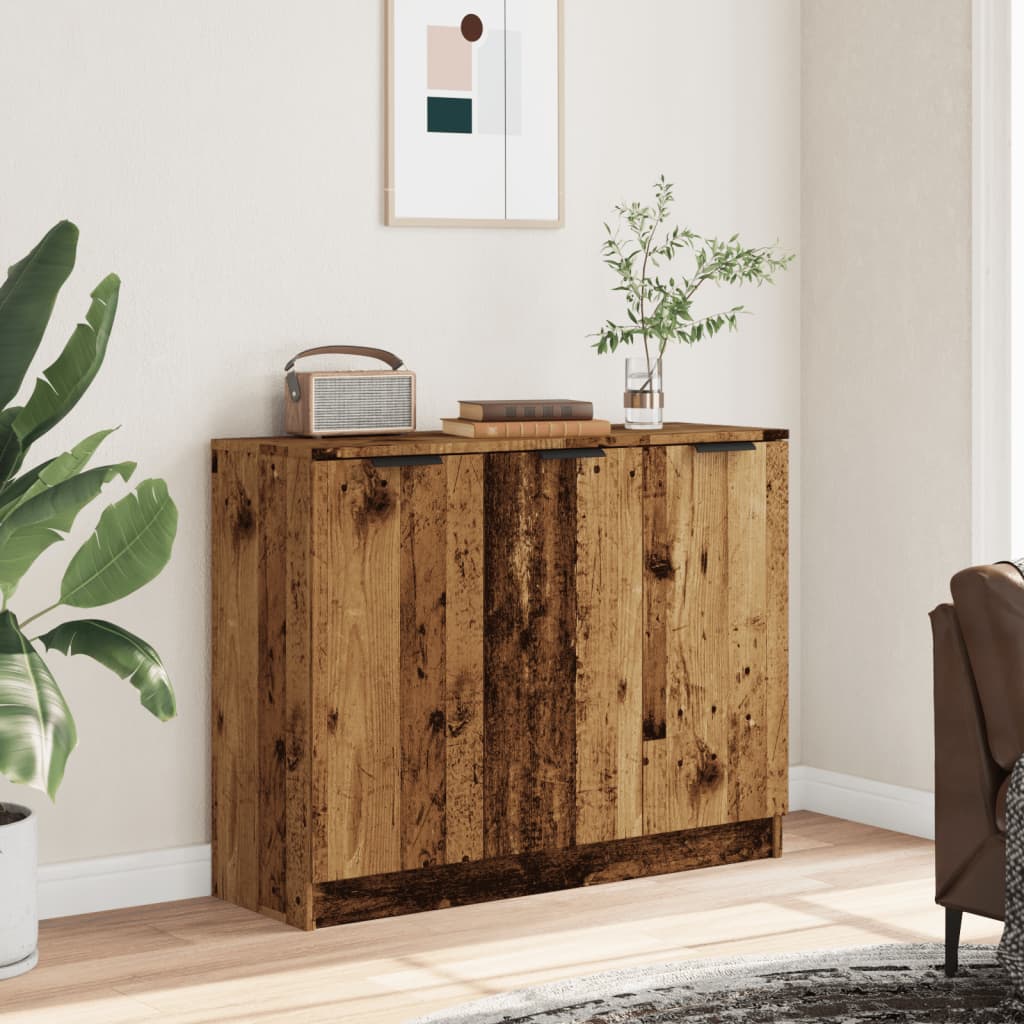 skænk 90,5x30x70 cm konstrueret træ antikt trælook