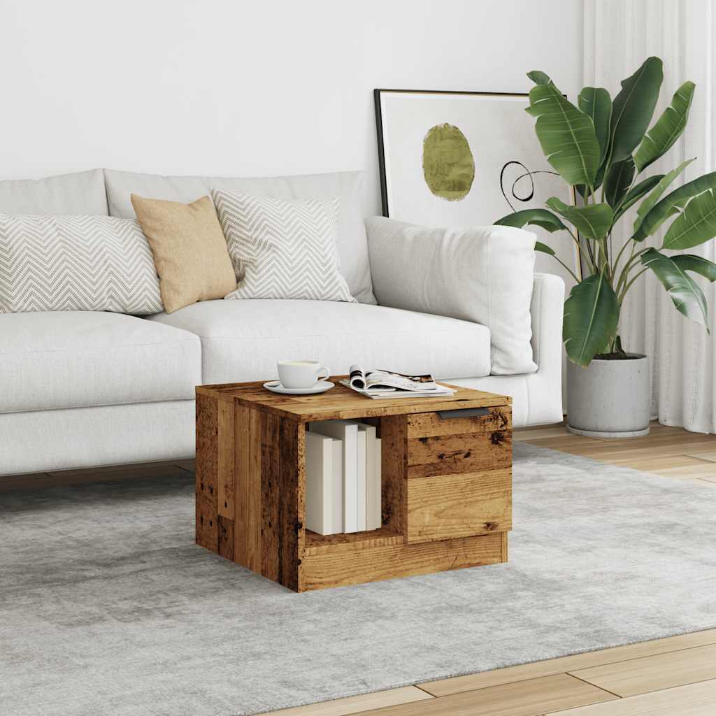 sofabord 50x50x36 cm konstrueret træ antikt træ