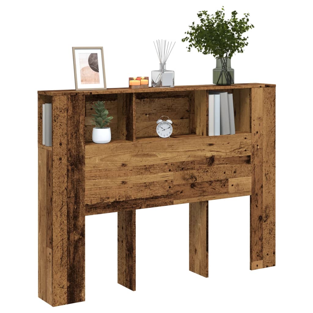 sengegavl m. opbevaring 140x18,5x102,5 cm konstrueret træ antik