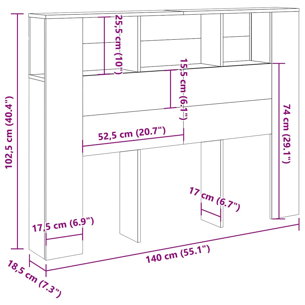 sengegavlskab håndlavet eg 140x18,5x102,5 cm konstrueret træ