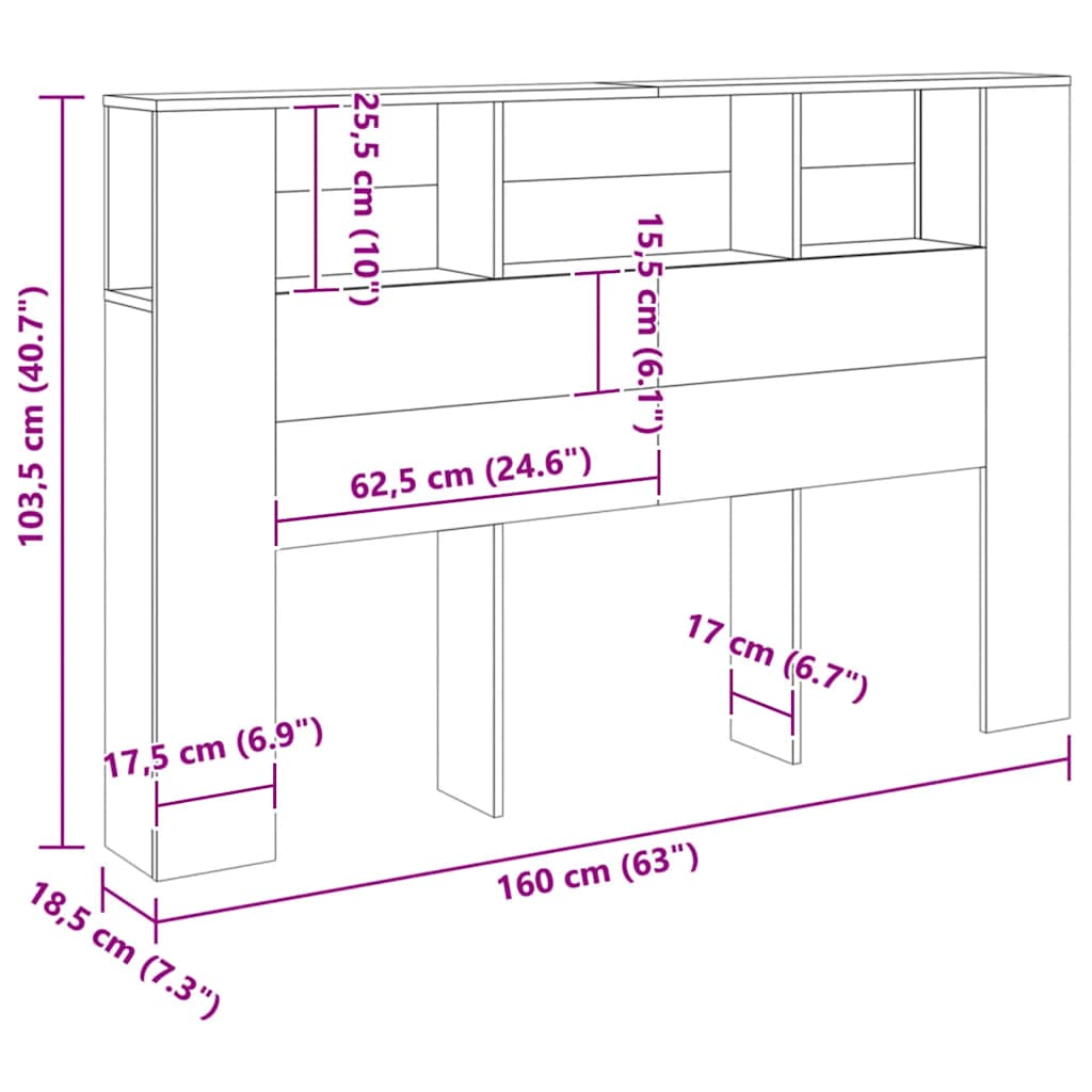 sengegavlskab håndlavet eg 160x18,5x103,5 cm konstrueret træ