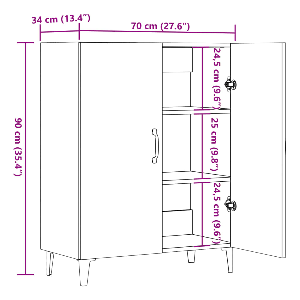 skab 70x34x90 cm konstrueret træ antikt træ
