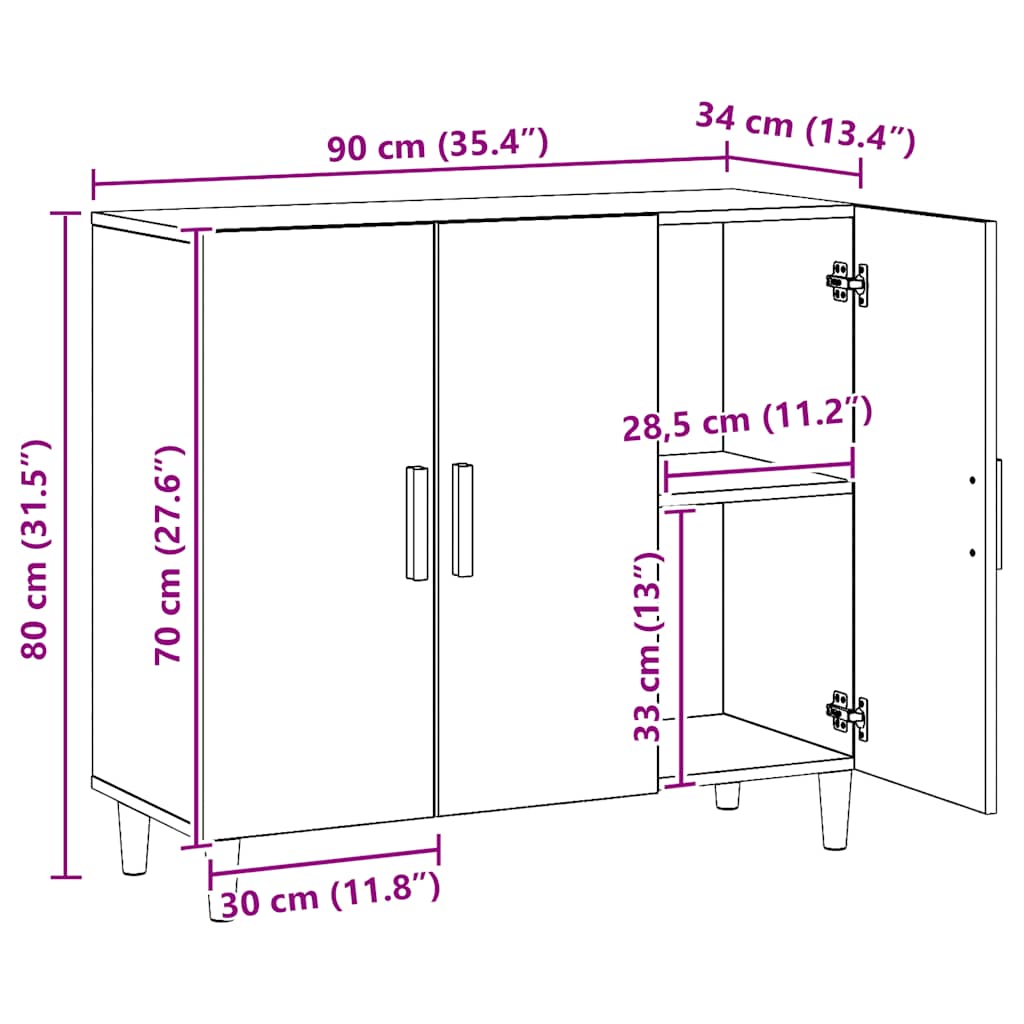 skab 90x34x80 cm konstrueret træ kunsteg