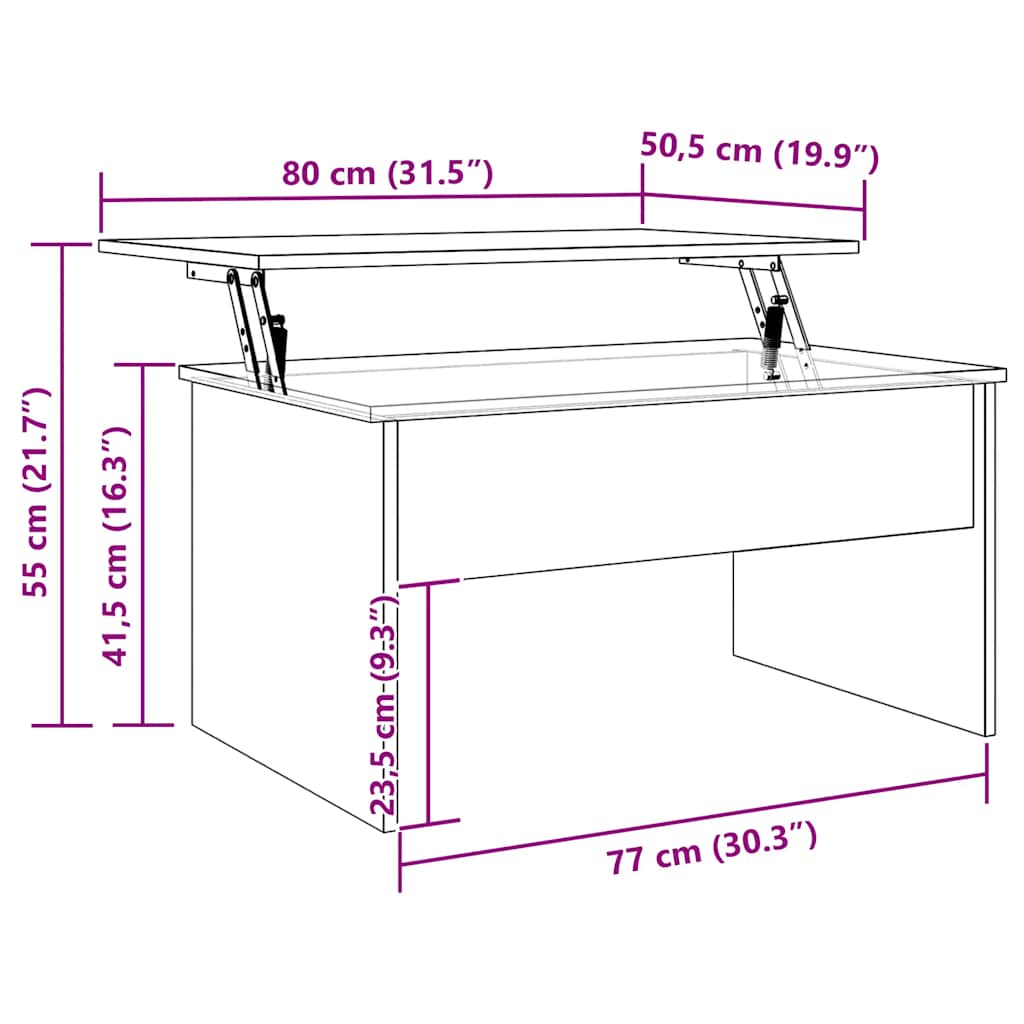 sofabord 80x50,5x41,5 cm konstrueret træ kunsteg