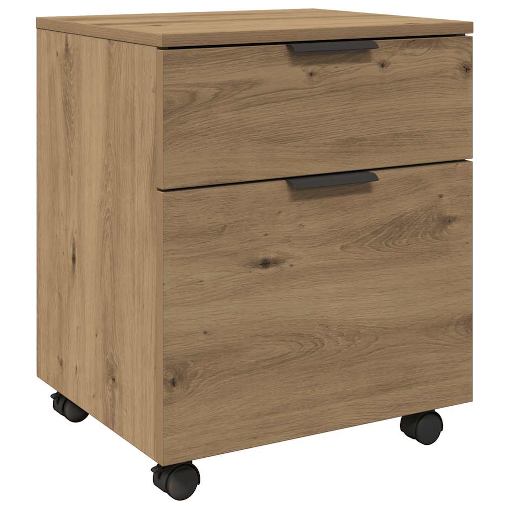 arkivskab med hjul 45x38x54 cm konstrueret træ kunsteg