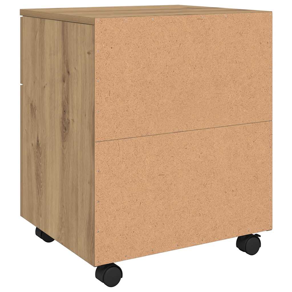 arkivskab med hjul 45x38x54 cm konstrueret træ kunsteg
