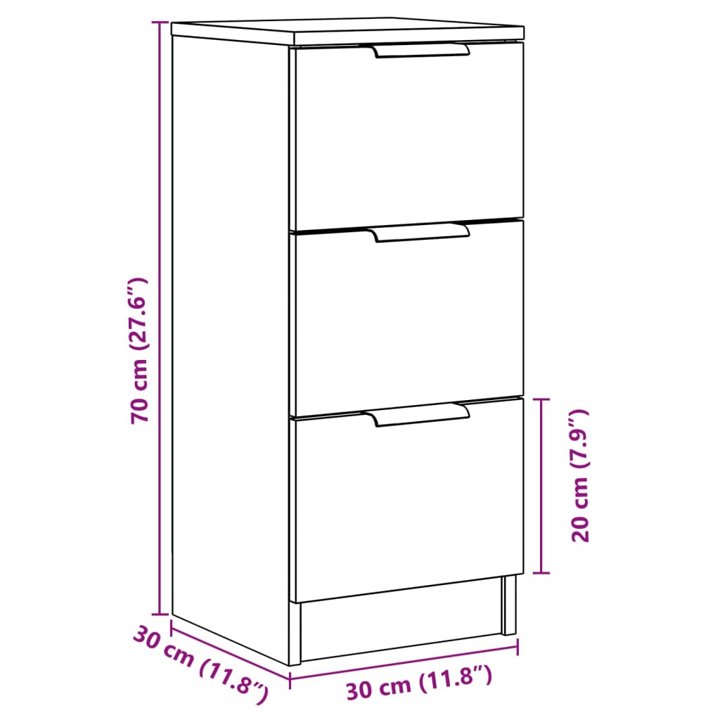 skænk 30x30x70 cm konstrueret træ antikt træ