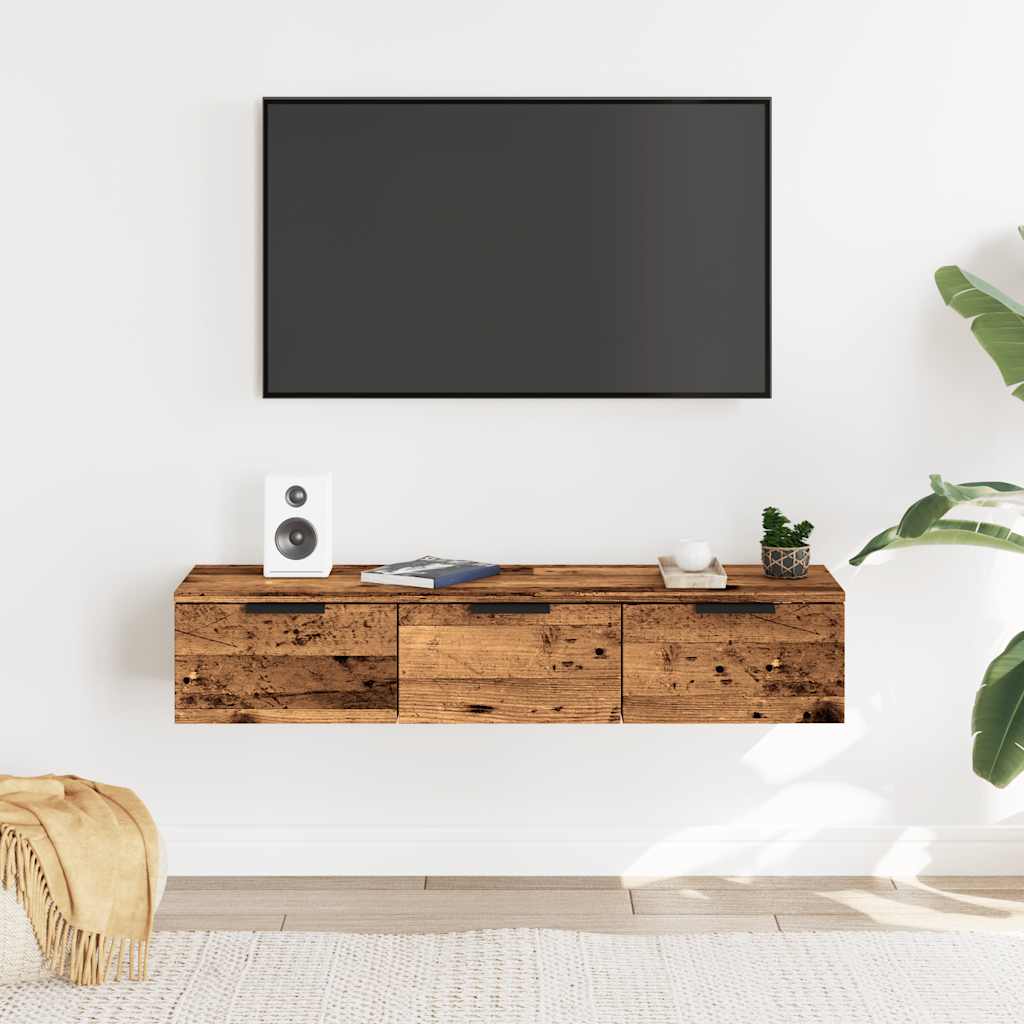 vægskab 102x30x20 cm konstrueret træ gammelt træ-look