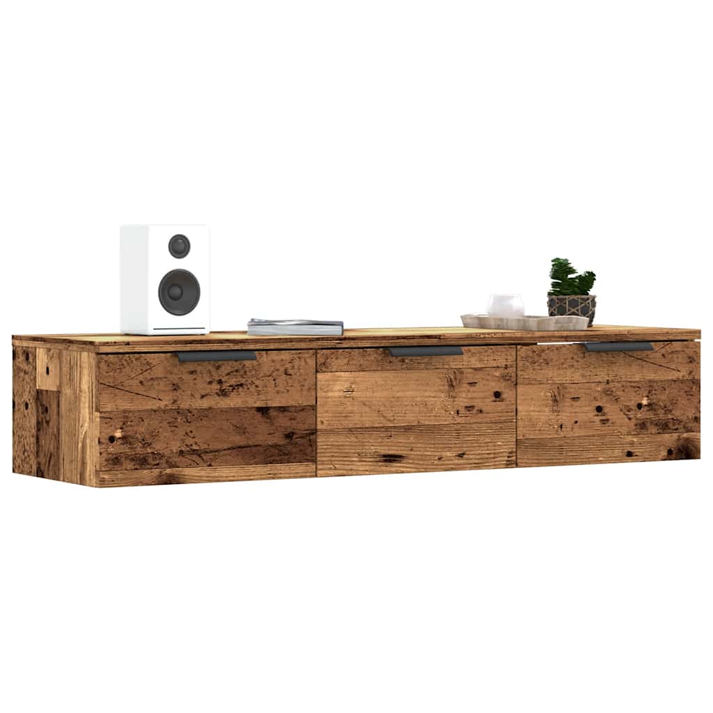 vægskab 102x30x20 cm konstrueret træ gammelt træ-look