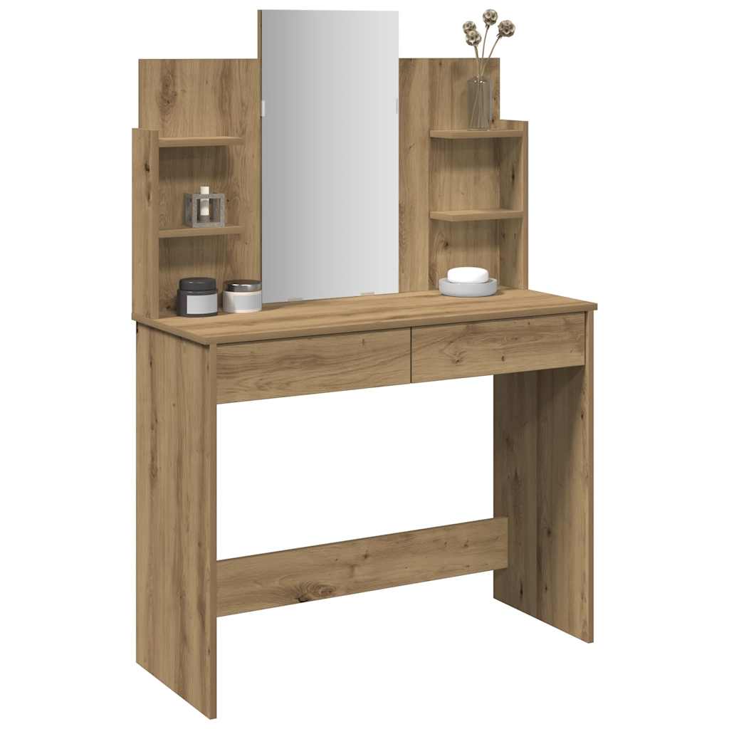 makeupbord med spejl 96x39x142 cm kunsteg