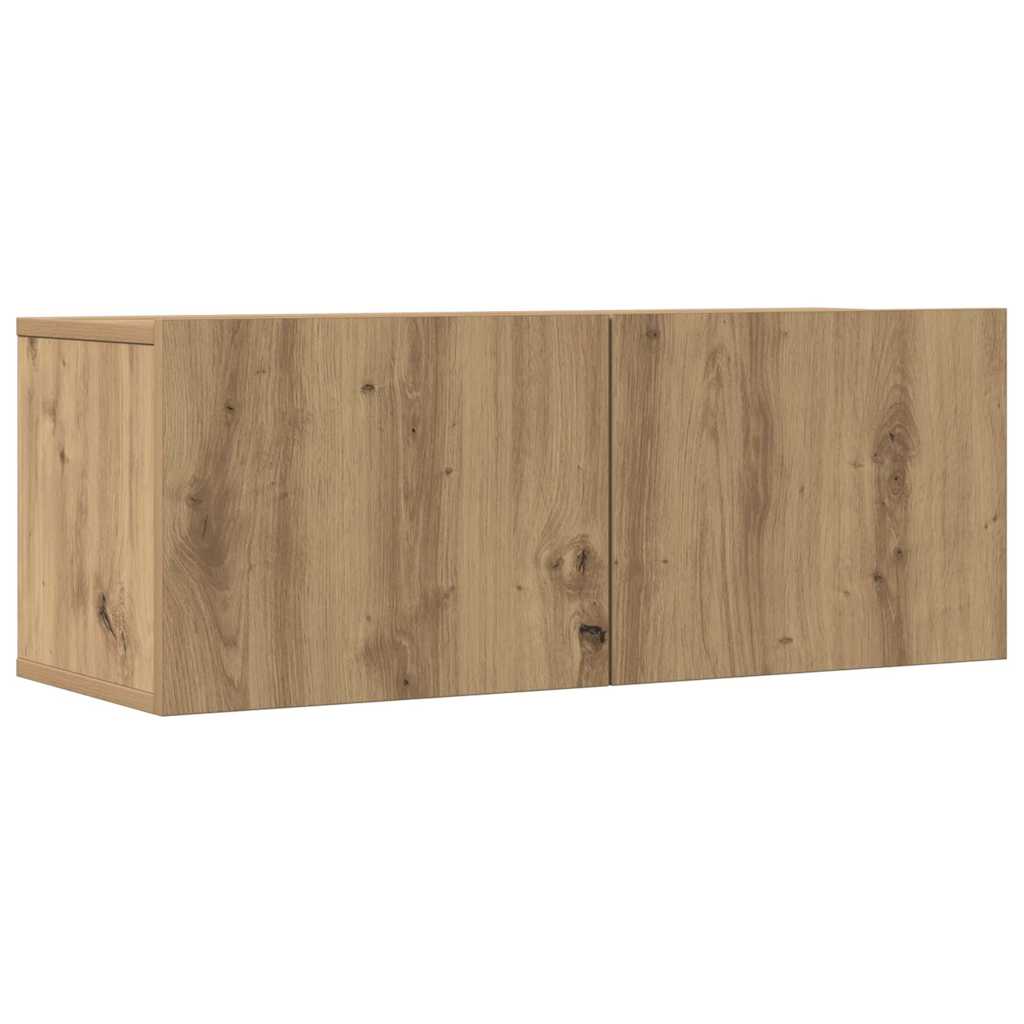 væghængte tv-borde 2 stk. 80x30x30 cm egetræsfarve