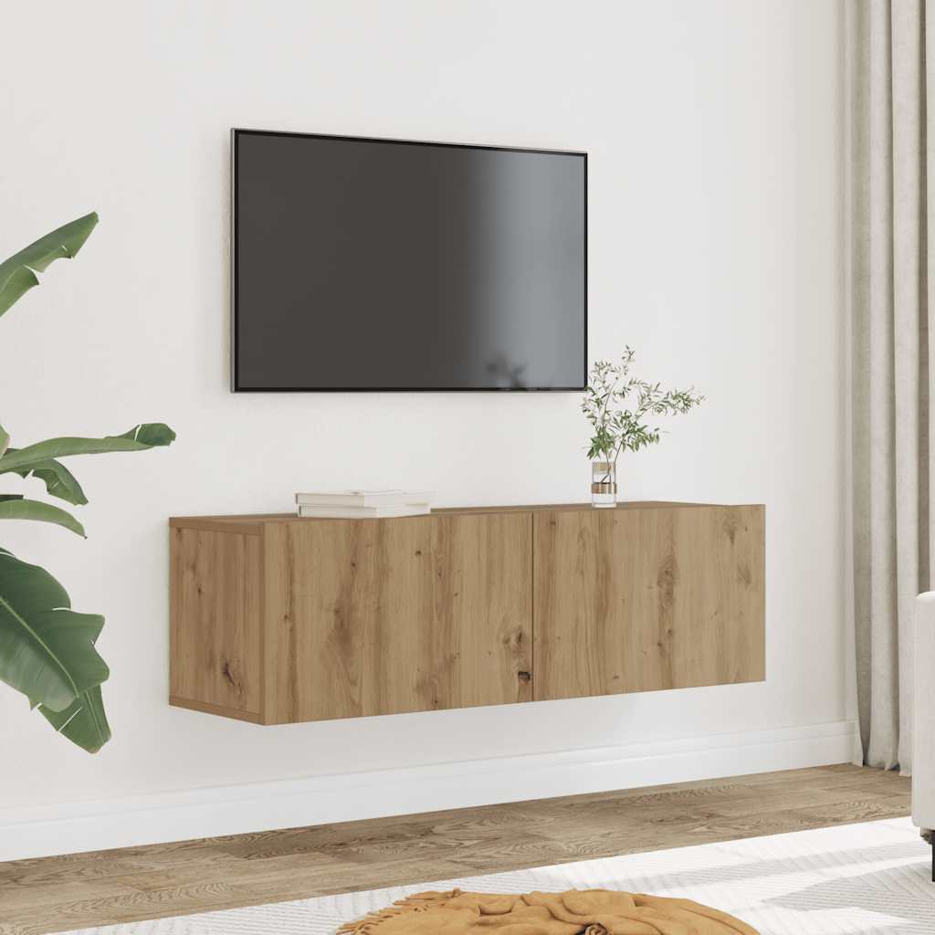 væghængte tv-borde 2 stk. 100x30x30 cm egetræsfarve