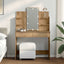 makeupbord med LED-lys 96x40x142 cm kunsteg