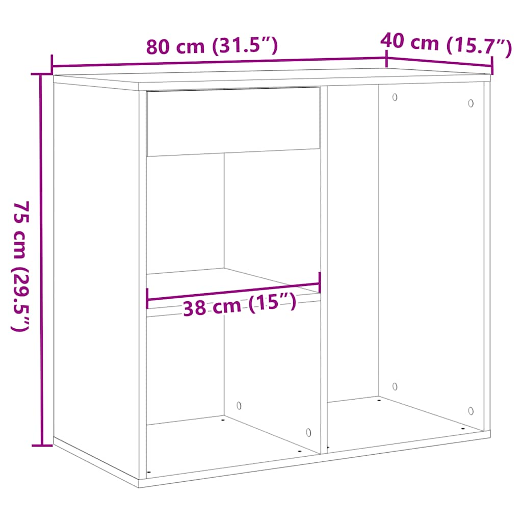 kosmetikskab 80x40x75 cm konstrueret træ gammelt træ-look