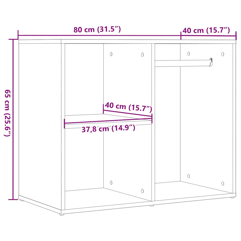 skab 80x40x65 cm konstrueret træ gammelt træ-look