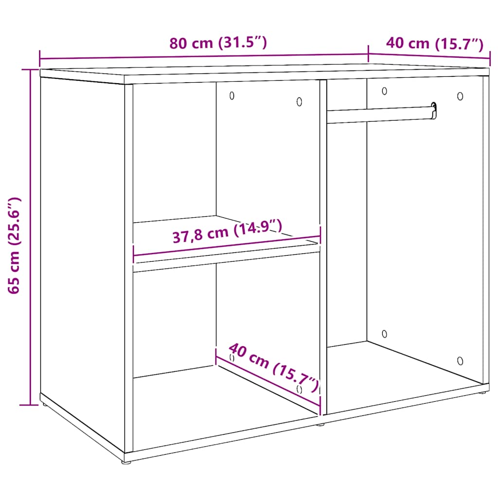 skab 80x40x65 cm konstrueret træ kunsteg