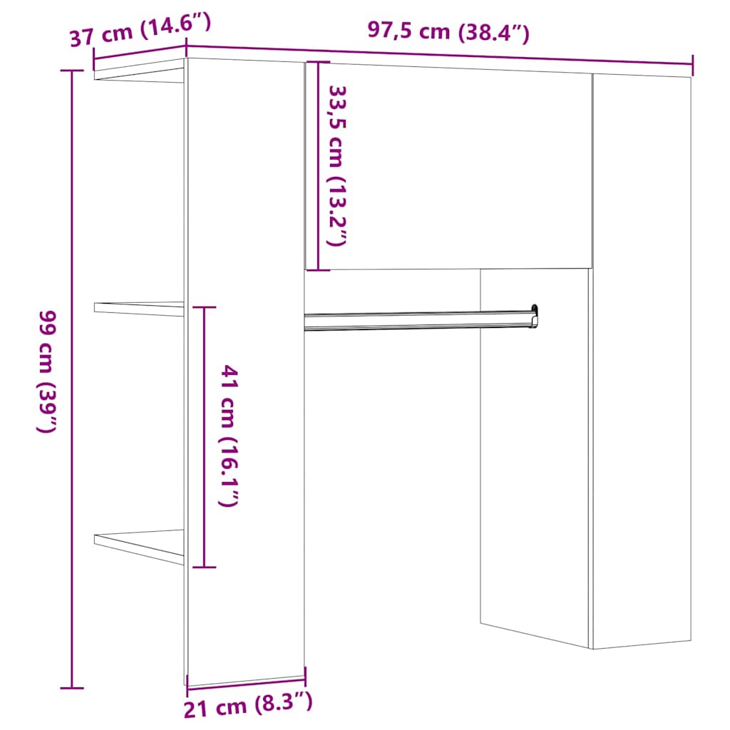 entrémøbel 97,5x37x99 cm konstrueret træ antikt træ