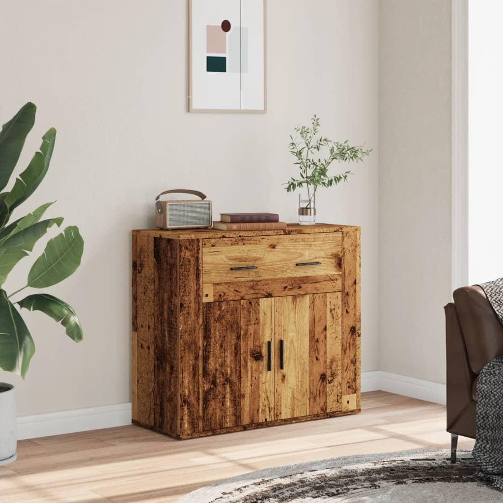 skænk 80x33x70 cm konstrueret træ gammelt træ-look