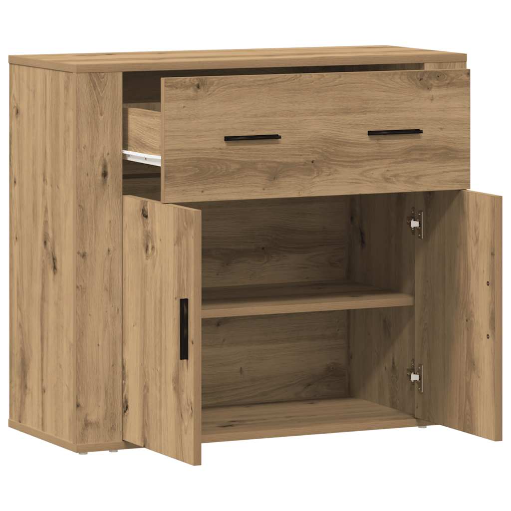 skænk 80x33x70 cm konstrueret træ egetræsfarve