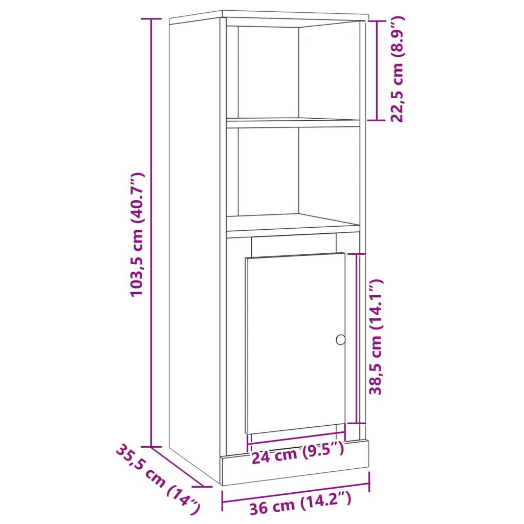 skab 36x35,5x103,5 cm konstrueret træ gammelt træ-look
